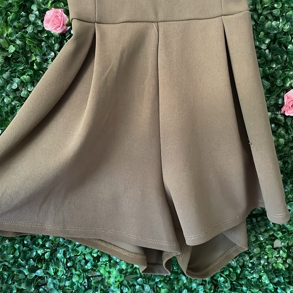 Army/Olive Green Romper Lace/Zipper Back - Stretchy! - Picture 2 of 8